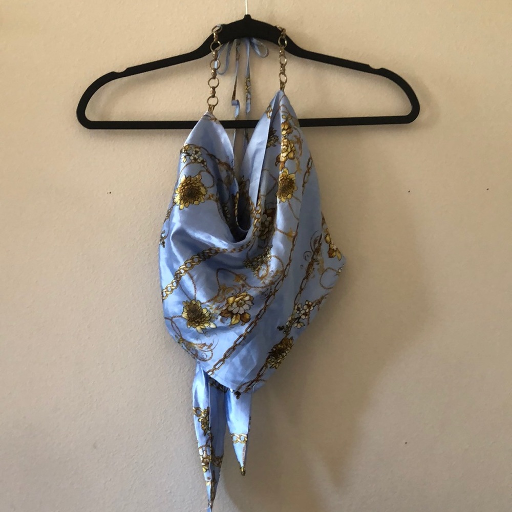 Blue and gold promoted tie top